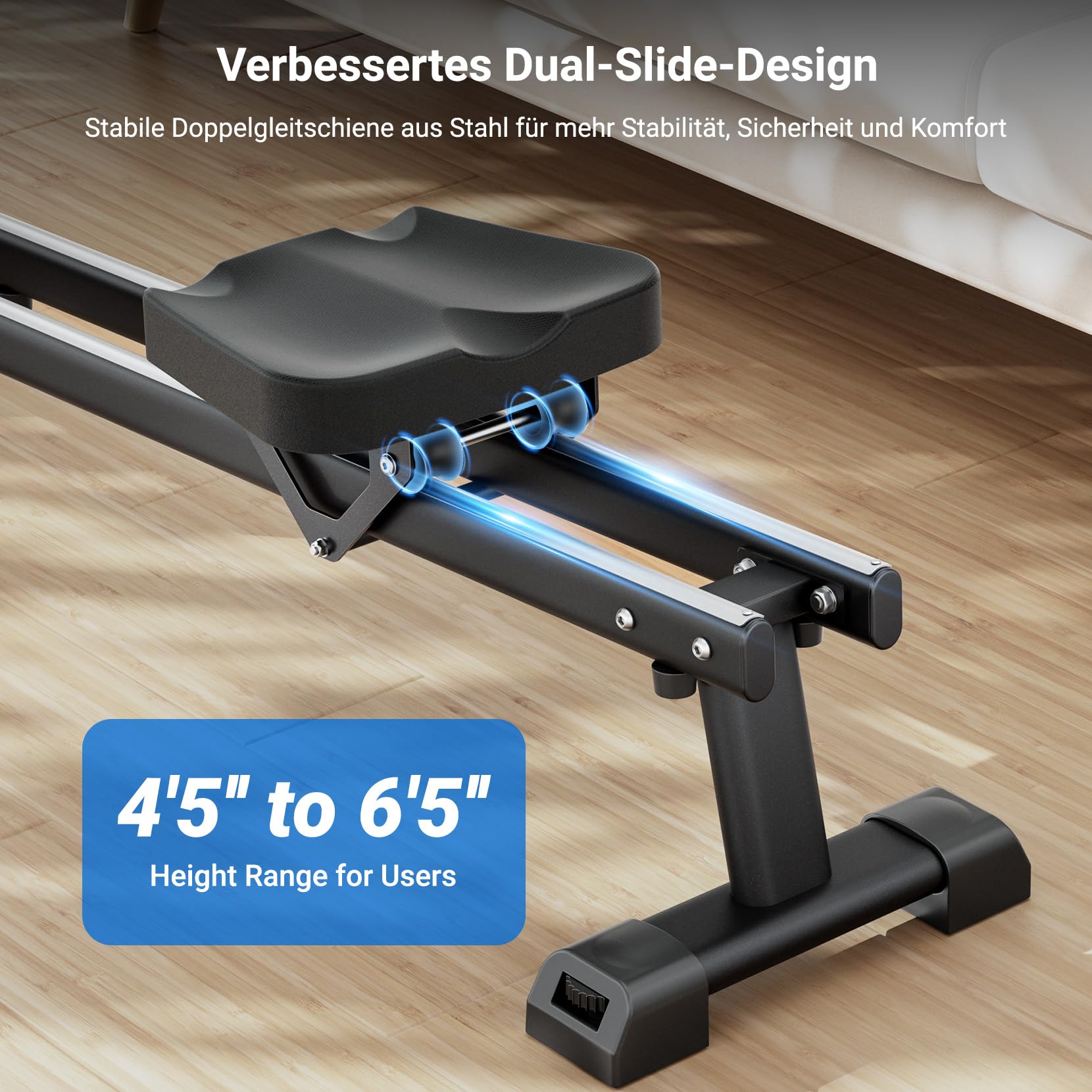 Dripex Magnetisches Rudergerät für Zuhause mit 16 Widerstandsstufen, Rudergerät für Zuhause mit LCD-Monitor & 158 kg Belastbar, Bluetooth-App Kompatibel, Perfekt für Ganzkörpermuskeltraining