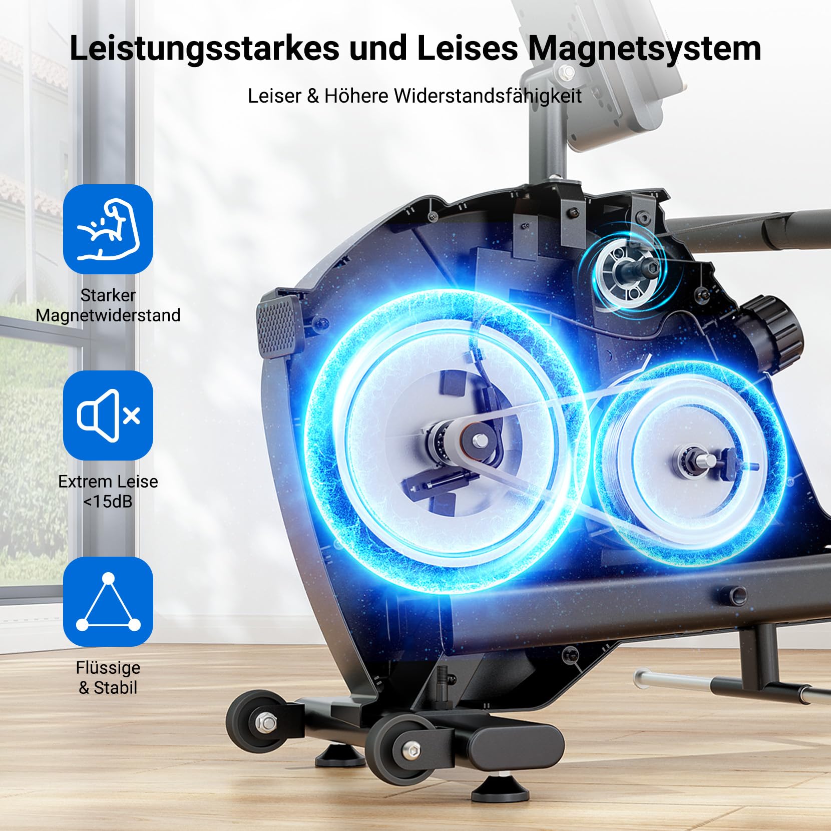Dripex Magnetisches Rudergerät für Zuhause mit 16 Widerstandsstufen, Rudergerät für Zuhause mit LCD-Monitor & 158 kg Belastbar, Bluetooth-App Kompatibel, Perfekt für Ganzkörpermuskeltraining