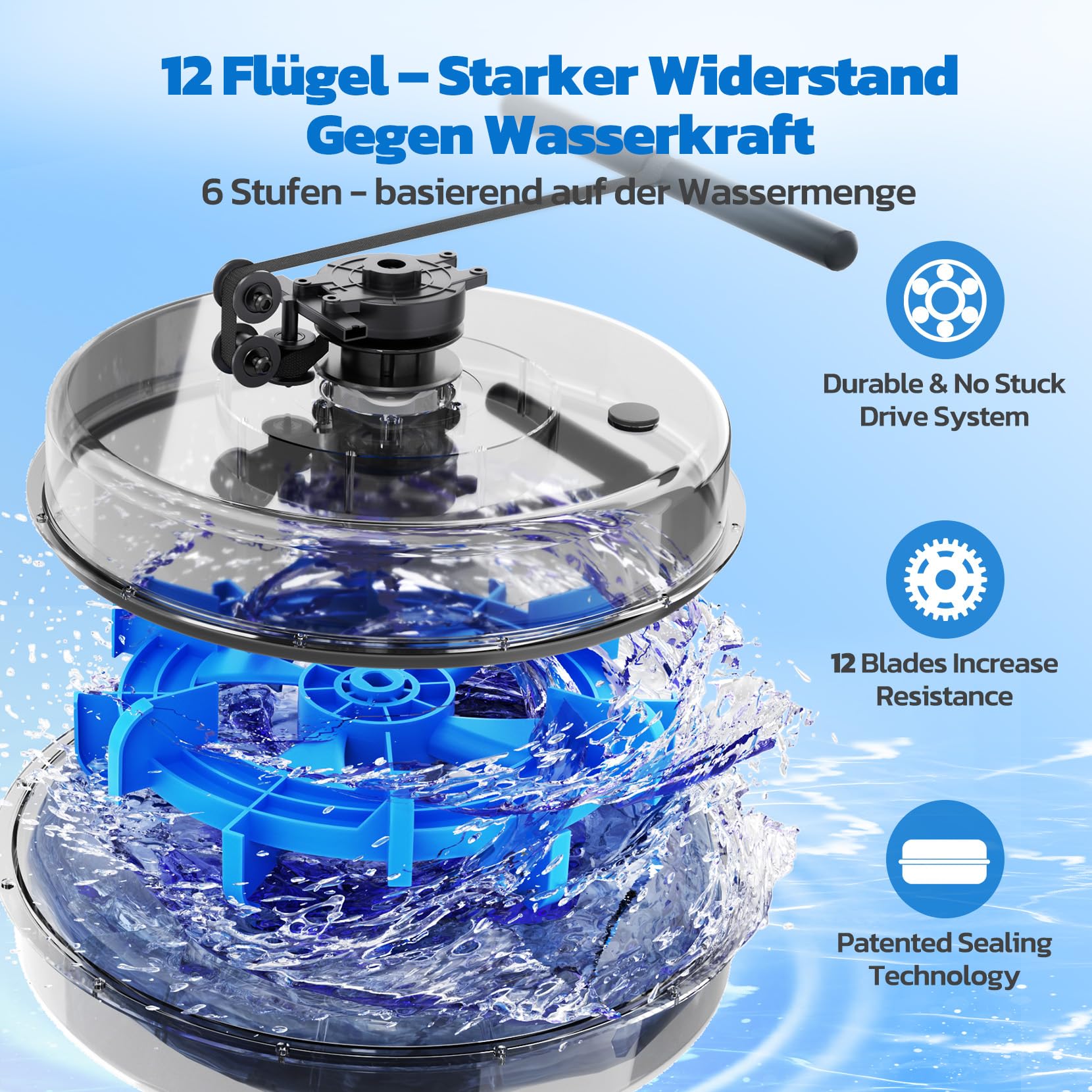 Dripex Rudergerät für Zuhause, Wasserrudergerät Gewichtskapazität 150 KG, Unterstützt Bluetooth-App, LCD-Monitor und Tablet-Halterung für Ganzkörpertraining