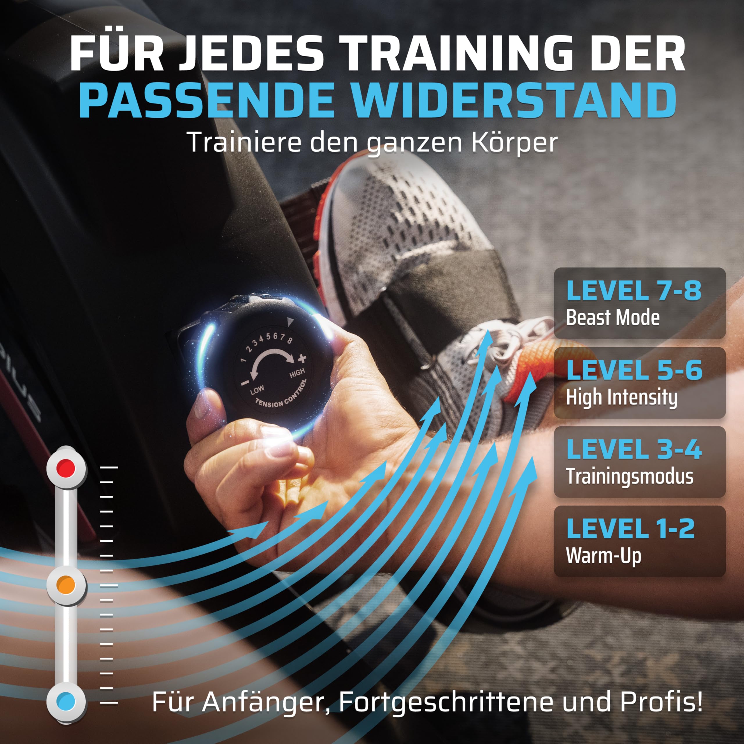 SportPlus Rudergerät für zuhause klappbar - extra leises Magnetbremssystem, Heimtrainer Rudergerät klappbar - Indoor Rudermaschine Fitness - Home Gym Fitness - Rudergerät bis 150kg