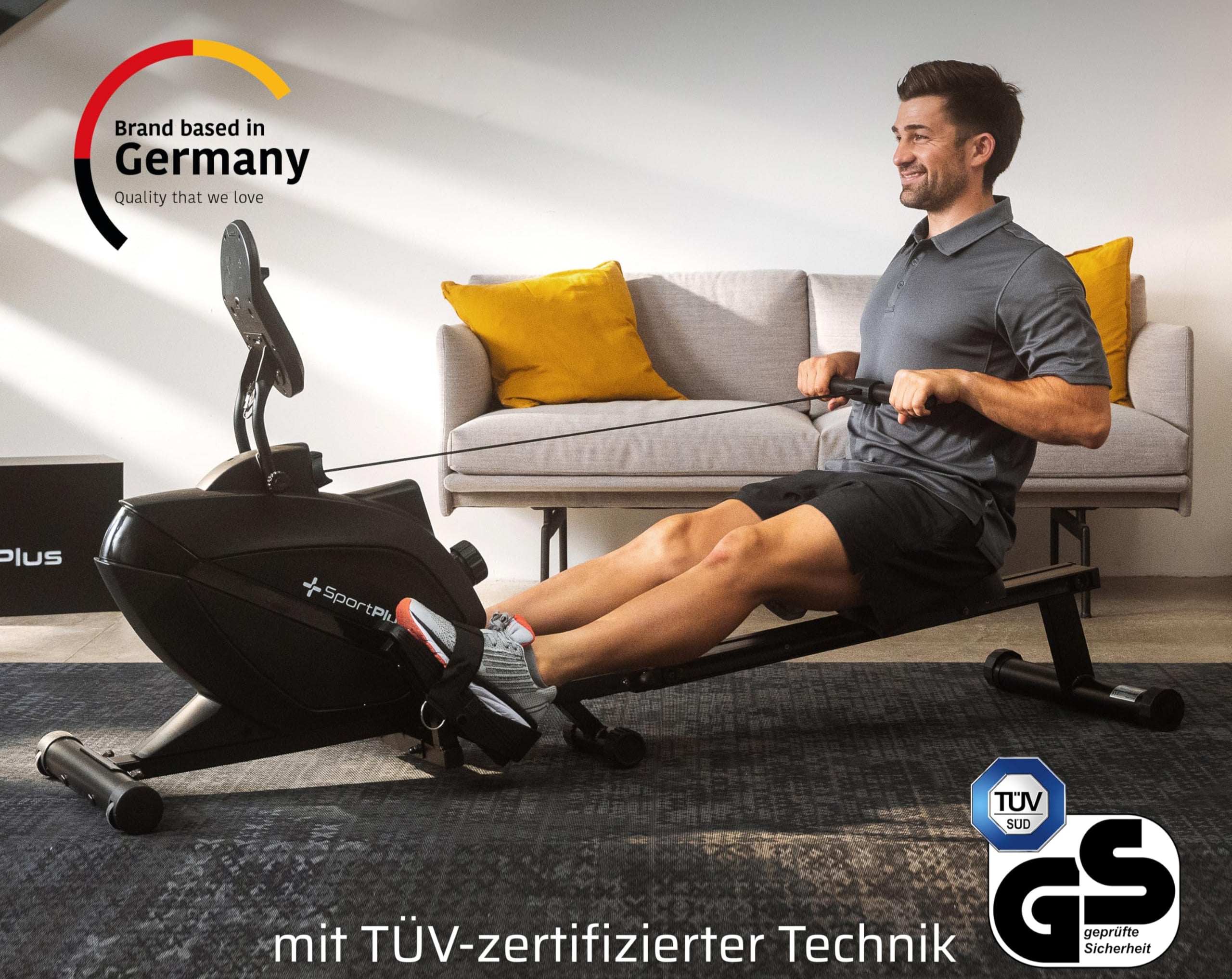 Rudergerät für zuhause klappbar - SportPlus Rudergerät klappbar extra leiser Magnetwiderstand - Rudermaschine für zuhause Kinomap - Rudergeräte Magnetwiderstand Trainingscomputer App Rowing Machine